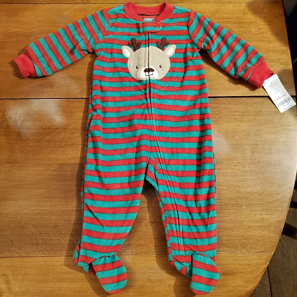 NWT Carter's reindeer fleece footie pajamas